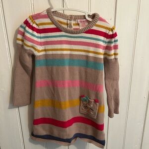 Lily wicket 24m multicast Striped Knit long sleeve Dress with owl pocket